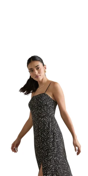 Francesca’s Miami Xs Michelle Side Slit Heart Print Strappy Midi Dress in Black thumbnail 2