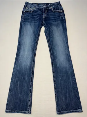 Miss Me Dark Blue Faded Flare Jeans thumbnail 1