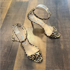 Manolo Blahnik Chaos Leopard Patent Leather Ankle Strap Heels Pumps Size 39 US 9 thumbnail 5