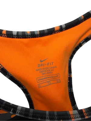 Nike Women's Dri-FIT Sports Bra - Black, Gray, and Orange Camo-Print thumbnail 4