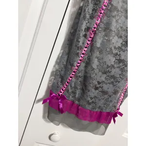 Just‎ Sexy Intimate Chemise Lingerie Coquette Gray Pink Ribbon Lace 2X thumbnail 4