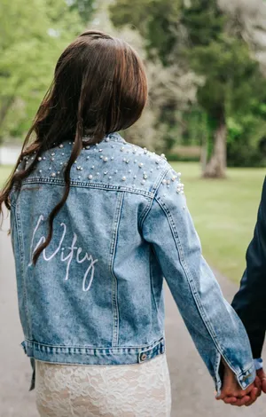 Heirloom Bridal Company Jean Jacket Pearl Embroidered And Bedazzled thumbnail 4