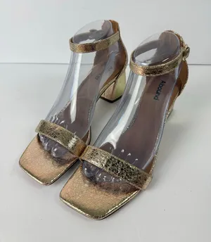 Abound Finn Square Toe Gold Strappy 2" Block Heel Summer Bridal Sandals 8.5 thumbnail 1