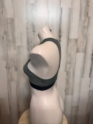Nike Dri-FIT Racerback Sports Bra Heather Charcoal Grey Swoosh Womens Medium thumbnail 6
