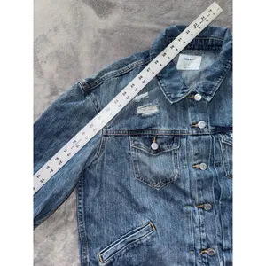 Old Navy‎ Denim Jacket Womens Boyfriend Distressed Blue Size Large thumbnail 6