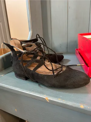 AEROSOLES Black Suede Lace-Up Flats | Women’s Size 7.5 thumbnail 4