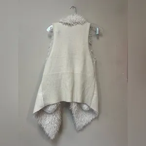 Miami Cream Faux Fur Waterfall Vest L 70s Boho Festival Penny Lane thumbnail 2
