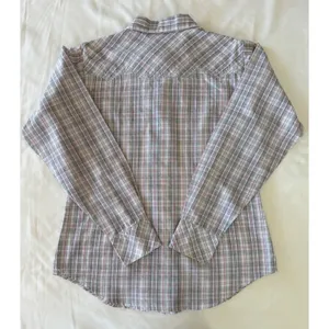 Ariat Pro Series Plaid Western Pearl Snap Shirt Medium Yoke‎ Pink Grey Shimmer thumbnail 6
