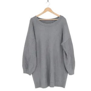 Sweater Womens XL Charcoal Gray Drop Shoulder Long Sleeve Round Neck Pullover thumbnail 2