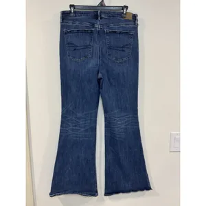 American Eagle Hi Rise Stretch Bootcut Flare Jeans Women's 14x29 Blue Dark Boho thumbnail 4