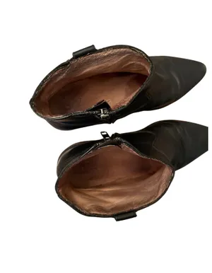 Genuine Leather Black Ankle Boots Size 8 thumbnail 2