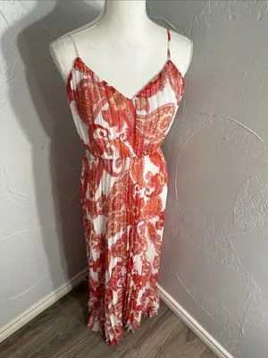 Express Pink & Orange Paisley Cutout Maxi Dress thumbnail 3