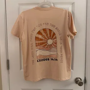 SheIn Tan Bible Verse Print Short Sleeve Graphic T-shirt Small thumbnail 2