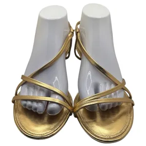 Zara Gold Leather Slingback Kitten Heel Sandals Special Occasion Event‎ Chic 10 thumbnail 4