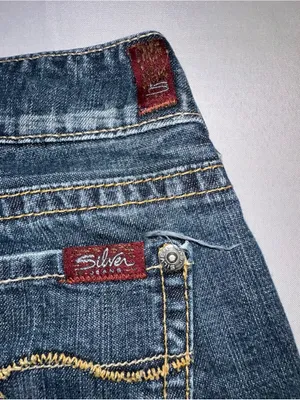 Silver Jeans Women's Distressed Bootcut Blue Denim Jeans Raw Hem Size 26 thumbnail 13