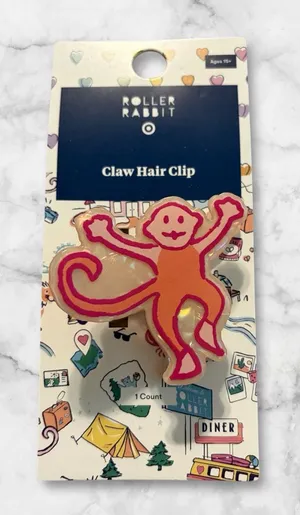 NWT Roller Rabbit Pink Monkey Claw Hair Clip thumbnail 1