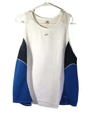 BROOKS XL White, Black, Blue Solid Tank, Muscle Shirt, Colorblock Activewear thumbnail 1
