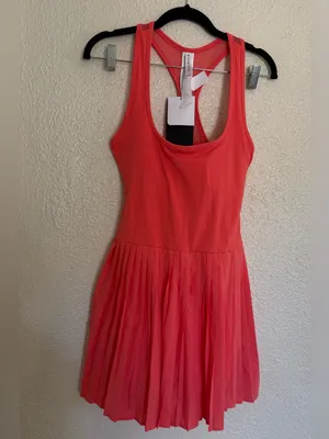 Fabletics Hot Shot Pleated Dress Classic Coral Pink Mini Dress W/ shorts size S thumbnail 5