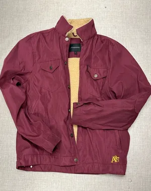 Aeropostale Burgundy Red‎ Sherpa Coat Mens Large Button Front thumbnail 1
