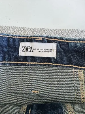 Zara Dark Rinse Blue Denim Pleated Mini Skirt Size XS thumbnail 4
