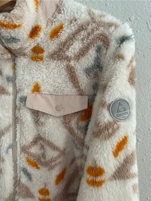 Gerry Cream Fleece Sherpa Jacket Geometric Accents Comfy Casual Neutral Fall thumbnail 5
