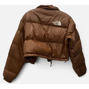 The North Face Nuptse Short Puffer Jacket Womens S Brown 700 Fill Cropped Down thumbnail 2
