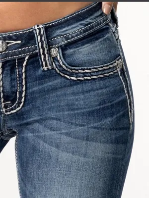 Miss Me jeans Y2k low rise boot cut NWT saddle stitching‎ gemstones 31 RARE thumbnail 3