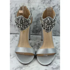 *Lulus Dannah Embellished Silver Ankle Strap Wedding Bride Prom Party thumbnail 3
