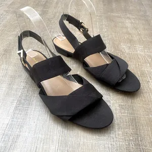 & Other Stories Black Twill Slingback Buckled Sandals Women’s 8 Wide Strap Flats thumbnail 4