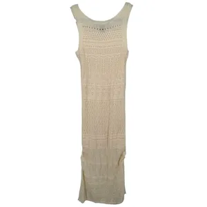 Tahari Womens Open Knit Sleeveless Maxi Dress Cream Size Small Resortwear Beach thumbnail 2