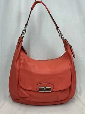 Coach Kristin F22309 Coral Pink Large Smooth Soft Leather Hobo Shoulder Bag thumbnail 1