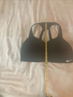 Nike Black Racerback Padded Sports Bra with White Swoosh thumbnail 4