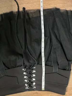 Black Lace-Up Tulle Mini Skirt with Utility Flap Details thumbnail 6