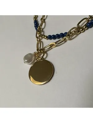 J.Crew Gold Tone Blue Bead Adjustable Length Double Layer Necklace NWT $32 thumbnail 5