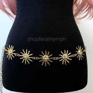 Gold Y2K Celestial Smiling Sun Face Chain Belt, Fits 13-41 Inches, X7GA1409 thumbnail 5