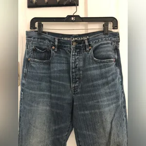 American Eagle Hi-Rise Girlfriend Jeans Blue Denim US 6 Long thumbnail 2