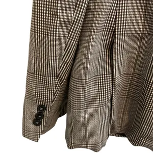 Zara Woman Plaid Comfort Knit Blazer Jacket Size XL (44) Brown Black thumbnail 6