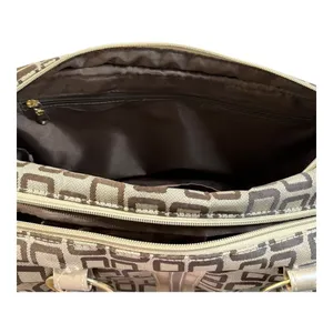 Geometric Square Tote Cosmetic Bag 3pc Set Gold‎ Bronze Metallic MCM Travel thumbnail 12