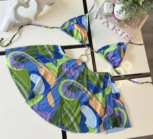 Y2K Psychedelic Print Cut-Out Dress - Connected Halter Top & Mini Skirt (Size M) thumbnail 2