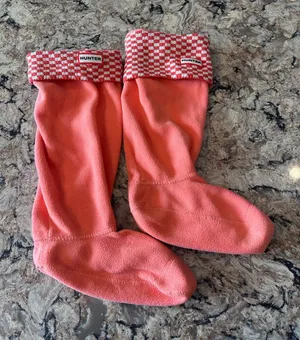 Hunter Tall Boot Socks Orange White Checker Cuff Size Large thumbnail 1