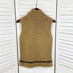 Jones New York Sleeveless Nylon Knit Turtleneck Sweater Tan Medium‎ Preppy thumbnail 9