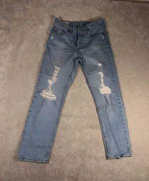 levis 501 premium denim‎ button fly 26x28 Women's Distressed Cotton Jeans thumbnail 1