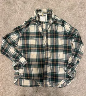 Denim & Flower Classic Green Plaid Women’s Flannel Shirt thumbnail 1