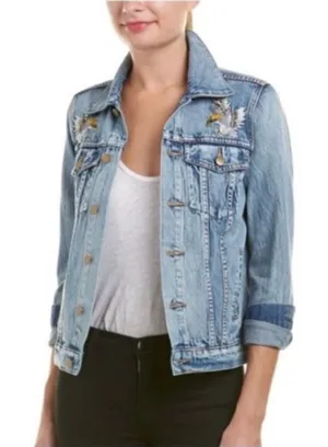 PAM & GELA Statement Denim Embroidered Jacket with Rhinestone Eagles‎ Size Small thumbnail 1