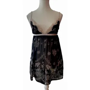 Y2K Sheer Fairy Goth Babydoll Slip Top Peacock Floral Lace Coquette Mesh 90s EUC thumbnail 4