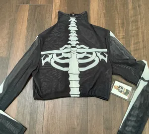 Leg Avenue Skeleton Mesh Crop Top Black High Neck Zipper Back Size S/P 8283 thumbnail 1