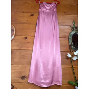 NWT Lulus Extraordinary Presence Pink Satin Strapless Maxi Dress Bridesmaid Sz M thumbnail 6