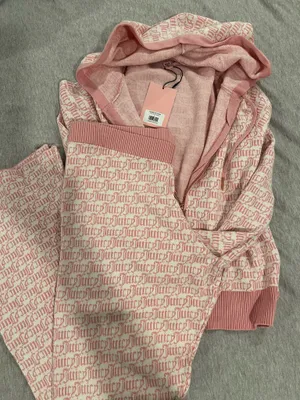 Juicy Couture Pink Logo Zip-Up Hoodie Sweater with Sweat Pants Set thumbnail 1