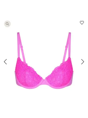 SKIMS Neon Pink Lace Underwire Bra size 38D thumbnail 3