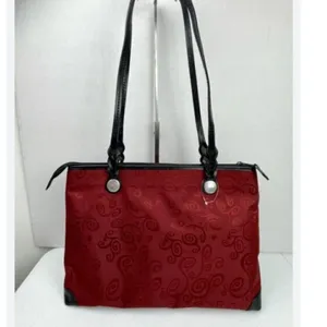 Brighton Mevelyn Red‎ Canvas Tote with Leather Trim B30 thumbnail 2